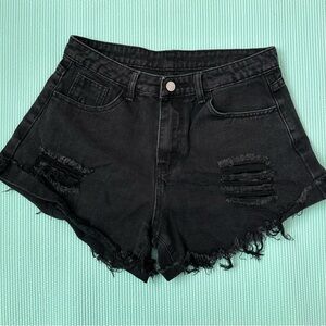 Shein Distressed Jean Shorts- High Rise. Size Medium